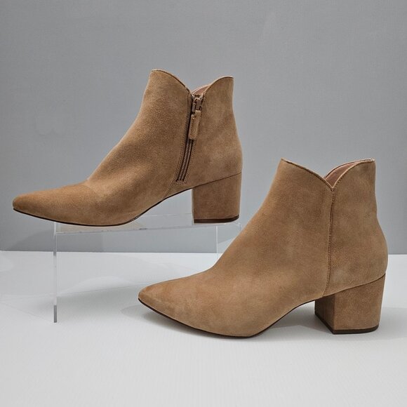 NEW Cole Haan Elyse Ankle Bootie Size 10 Blush Tan Suede Block Heel Pointed Toe - Picture 2 of 14